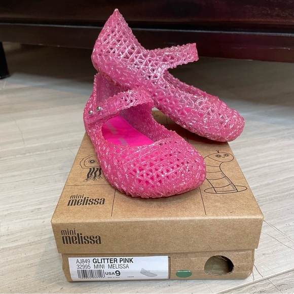 Mini Melissa Other - Mini Melissa Campana Mary Jane Toddler Flats Ballerinas 32995 with Box Glitter 9